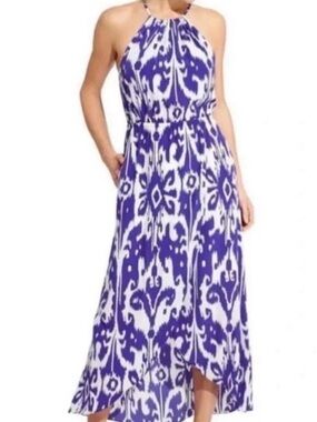 Athleta Purple and White Halter Maxi Dress
